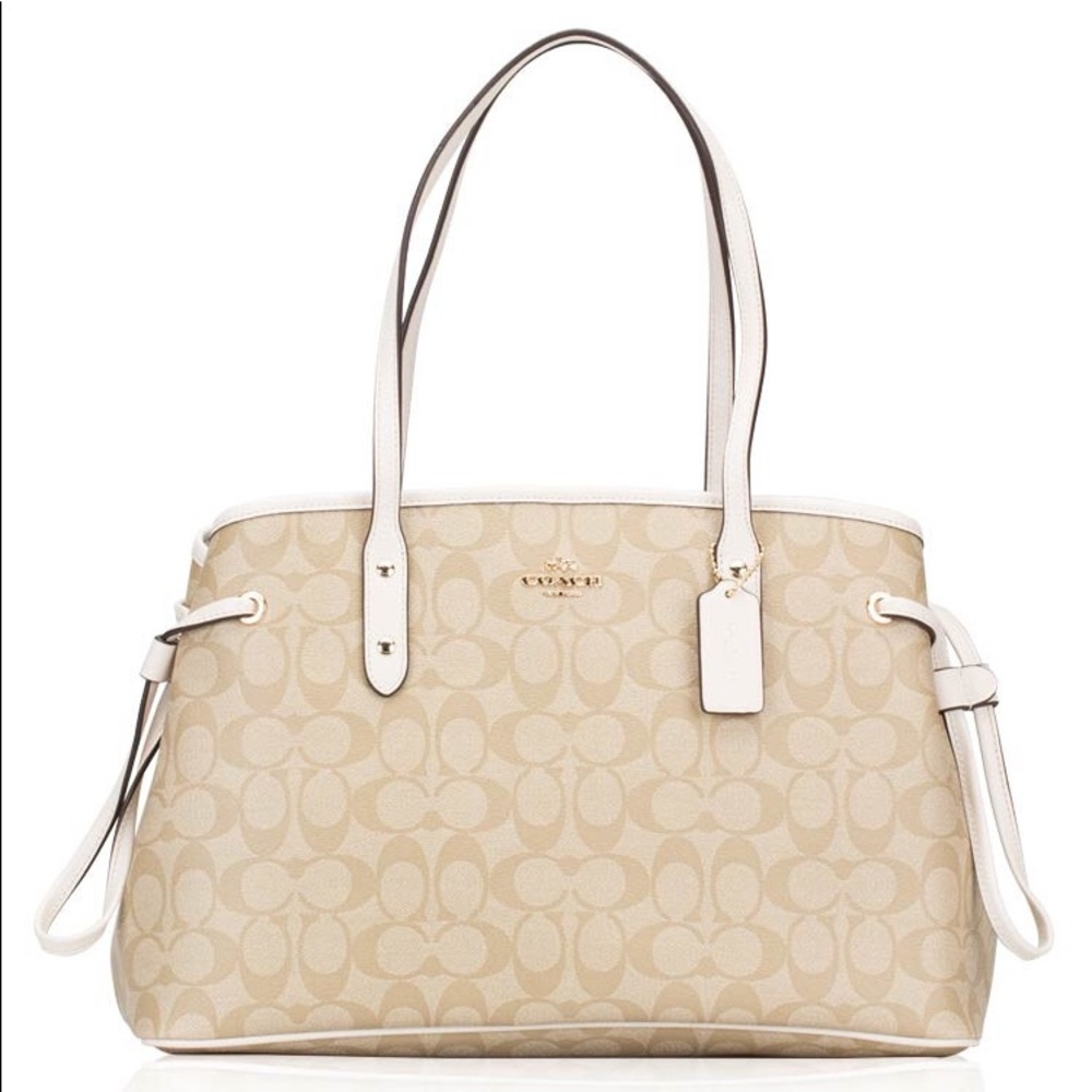 AUTHENTIC Coach Signature White/Tan Carryall Tote